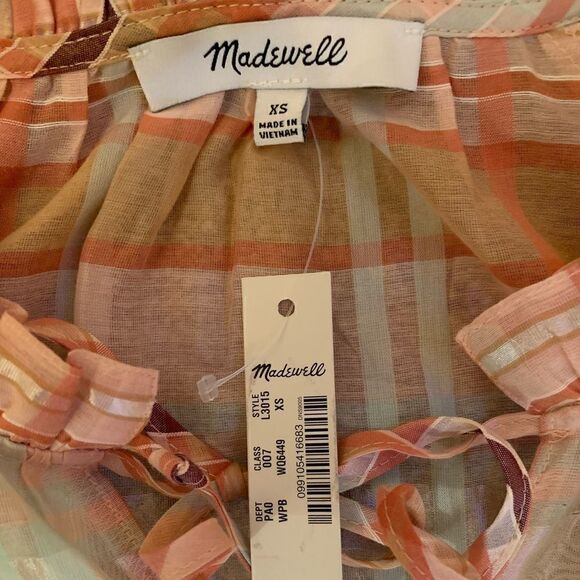 Madewell sheer plaid top.  - Picture 3 of 5